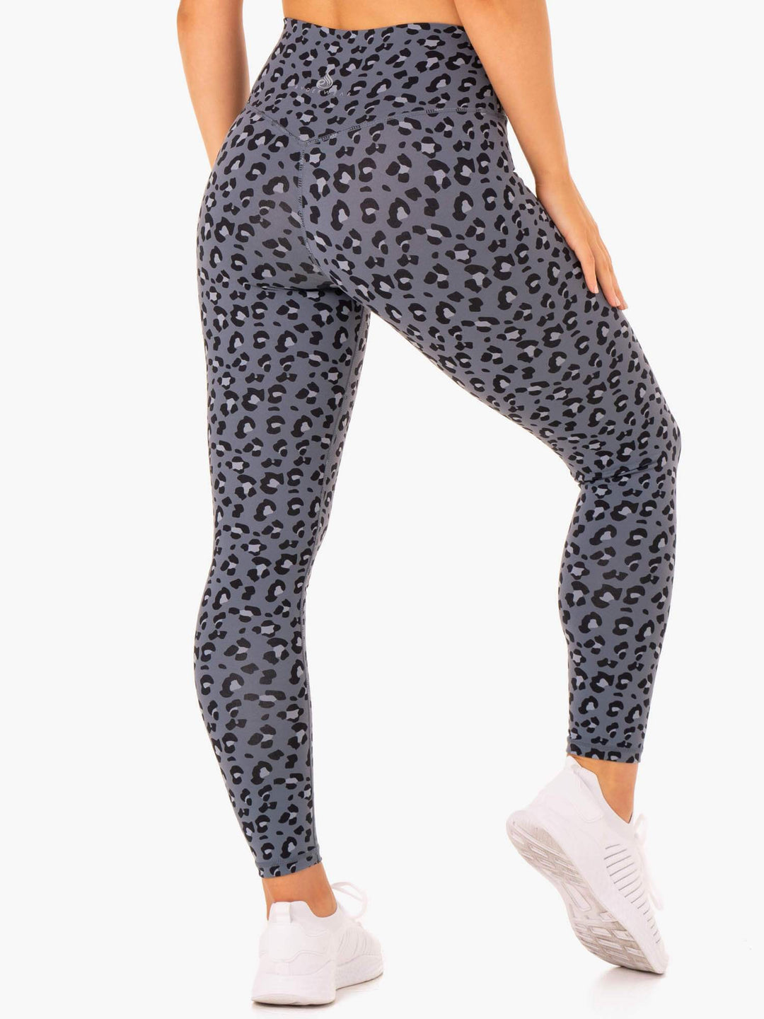 Hybrid Full Length Leggings - Steel Blue Leopard Clothing Ryderwear 