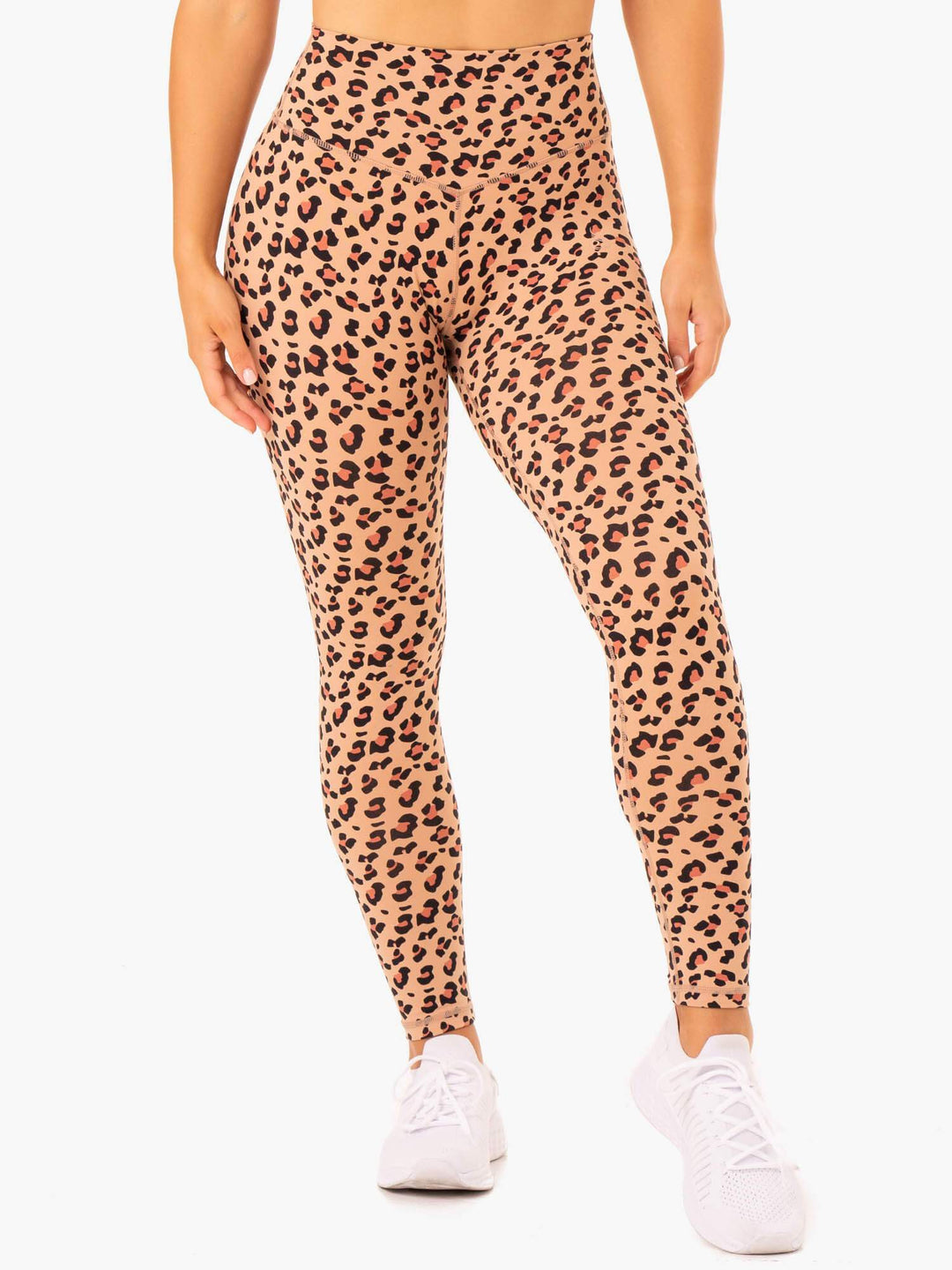 Hybrid Full Length Leggings - Tan Leopard Clothing Ryderwear 