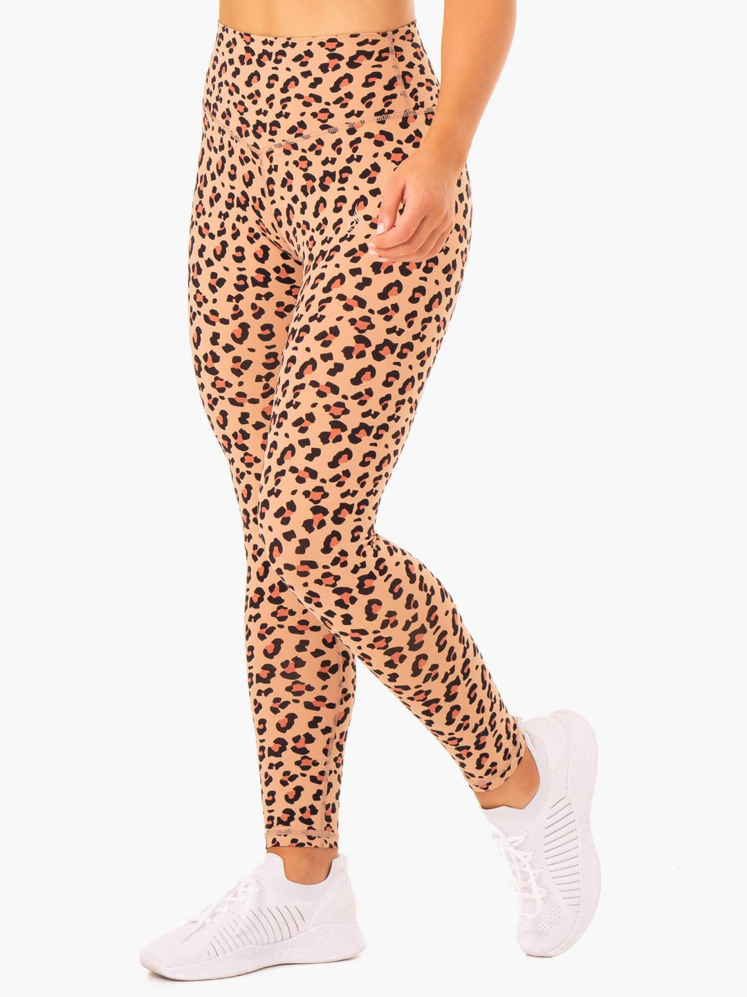 Hybrid Full Length Leggings - Tan Leopard Clothing Ryderwear 