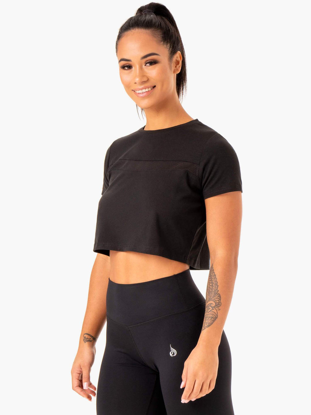 Hybrid Mesh Tee - Black Clothing Ryderwear 