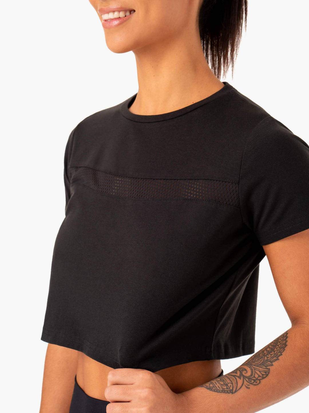 Hybrid Mesh Tee - Black Clothing Ryderwear 