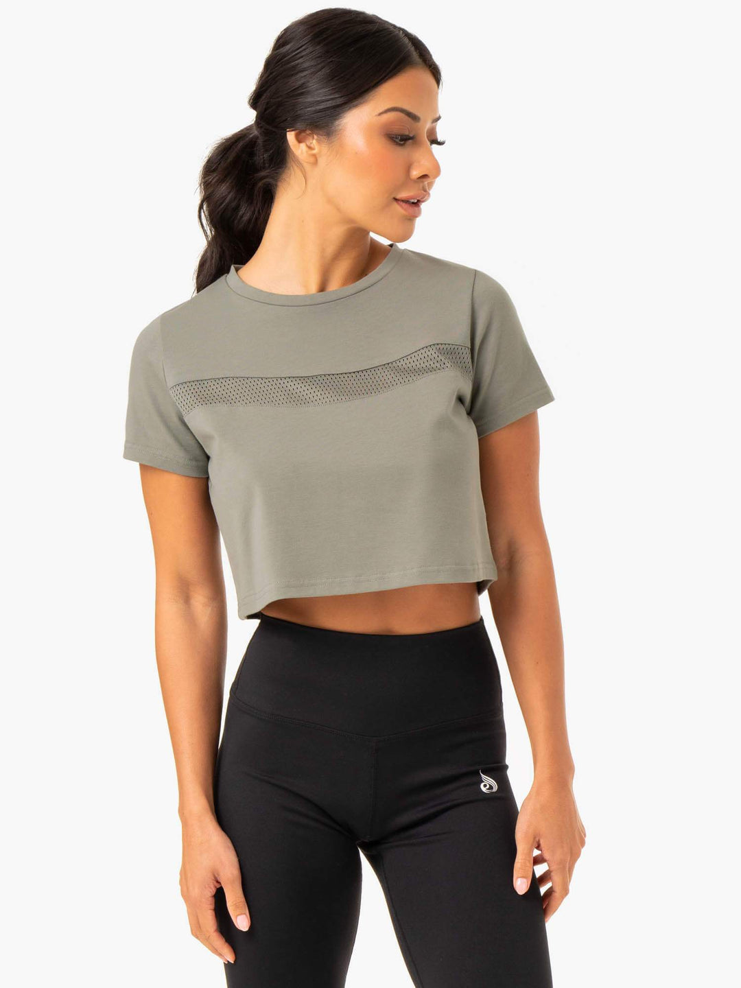 Hybrid Mesh Tee - Khaki Clothing Ryderwear 