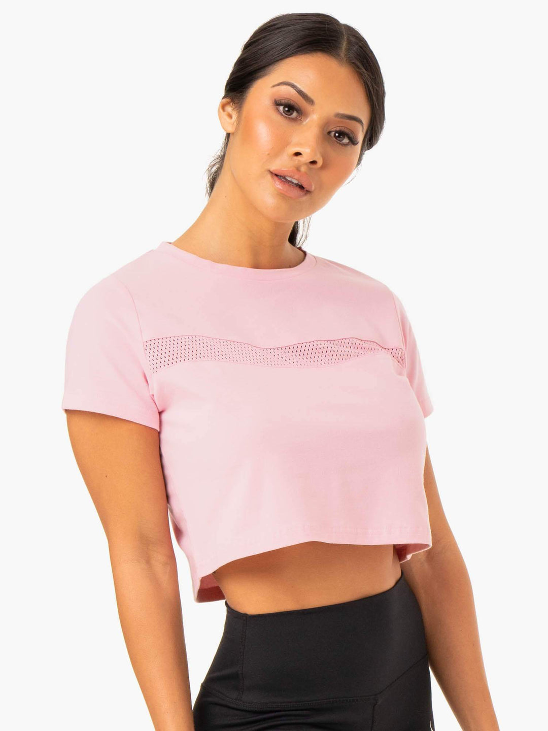 Hybrid Mesh Tee - Pink Clothing Ryderwear 