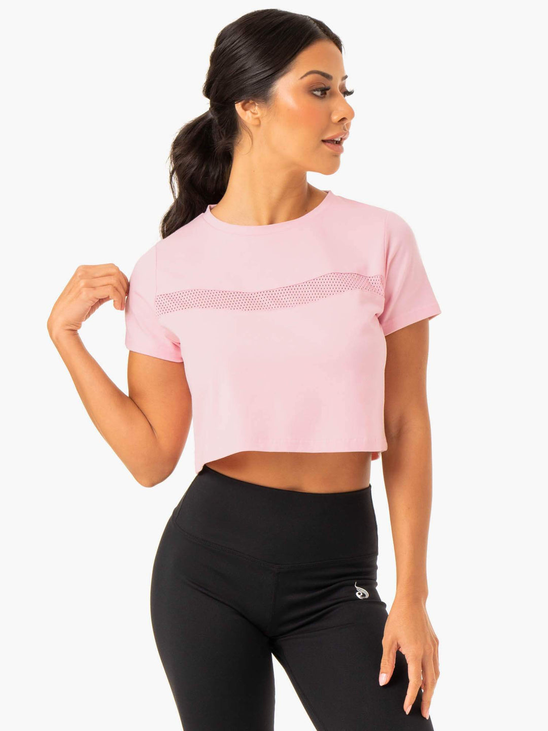 Hybrid Mesh Tee - Pink Clothing Ryderwear 