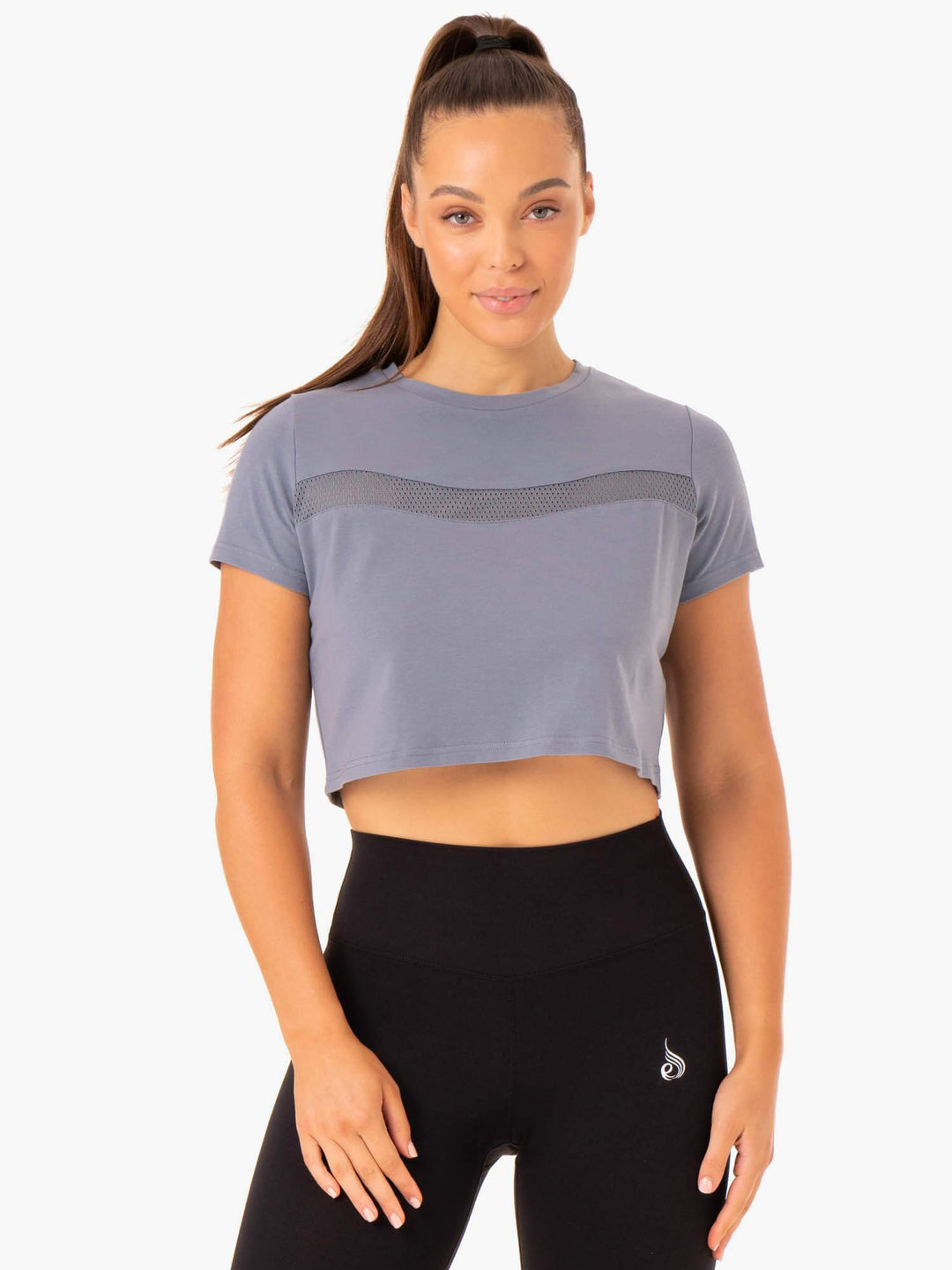 Hybrid Mesh Tee - Steel Blue Clothing Ryderwear 