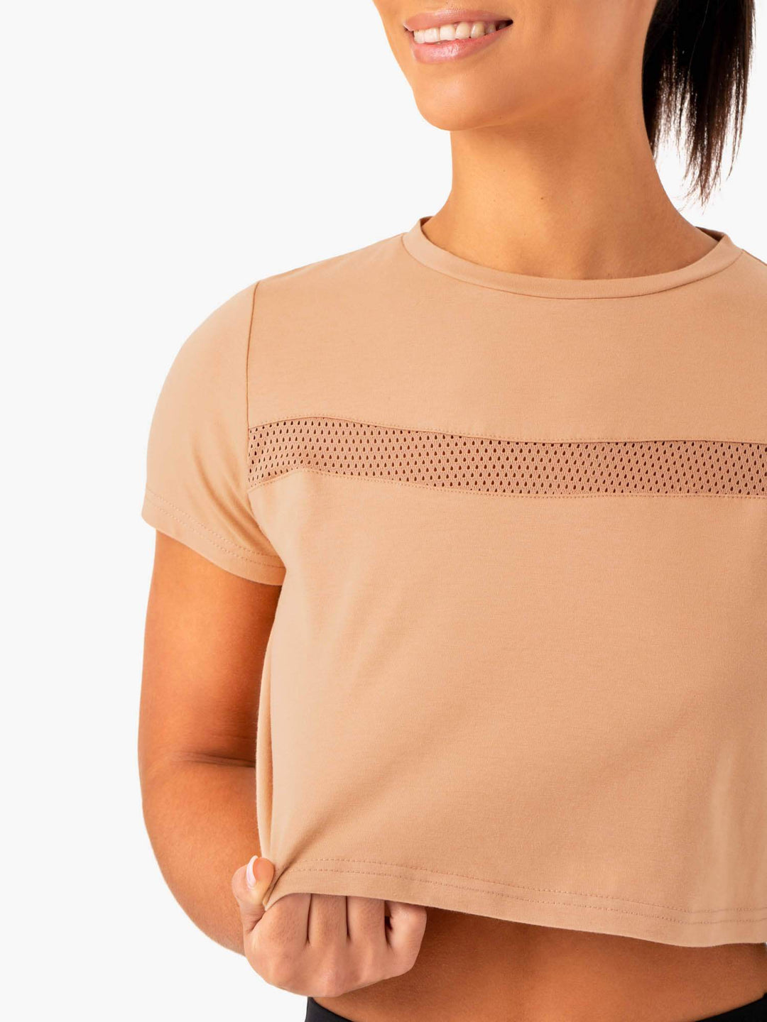 Hybrid Mesh Tee - Tan Clothing Ryderwear 