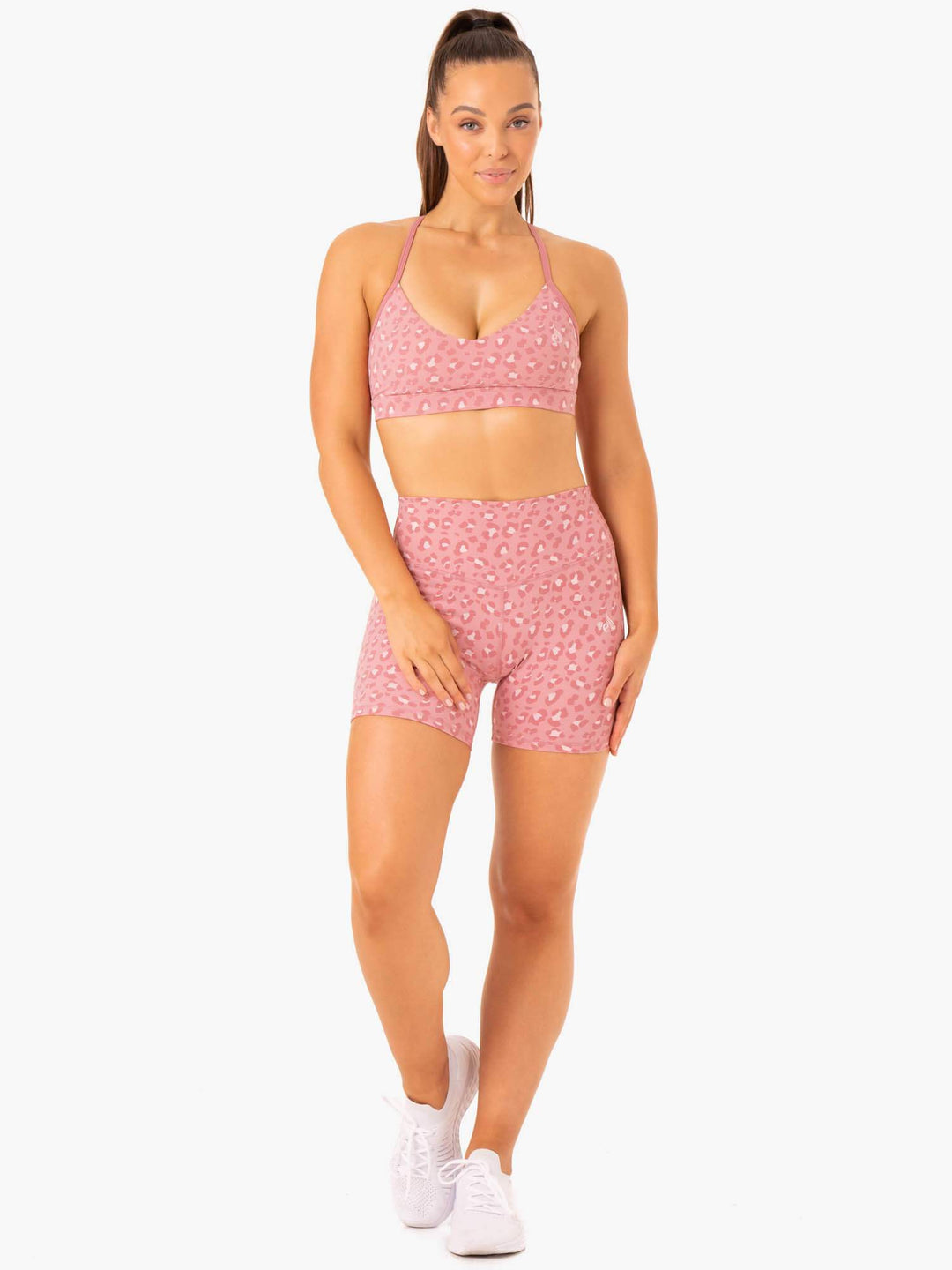 Hybrid Mid Length Shorts - Pink Leopard Clothing Ryderwear 