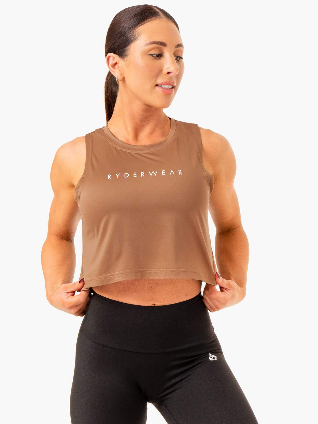 Hybrid Muscle Tank - Mocha Clothing Ryderwear 