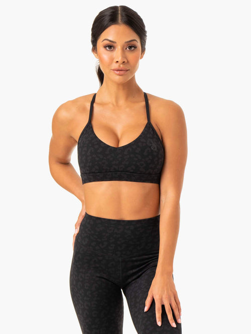 Hybrid Sports Bra Black Leopard