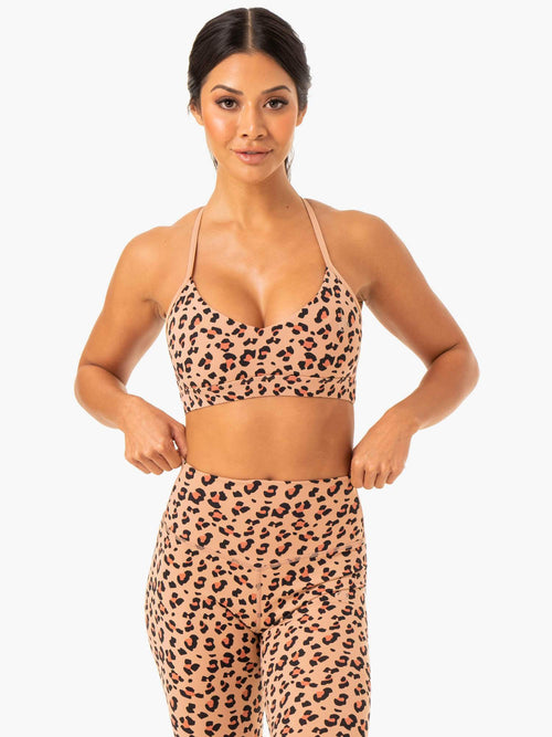 Hybrid Sports Bra Tan Leopard