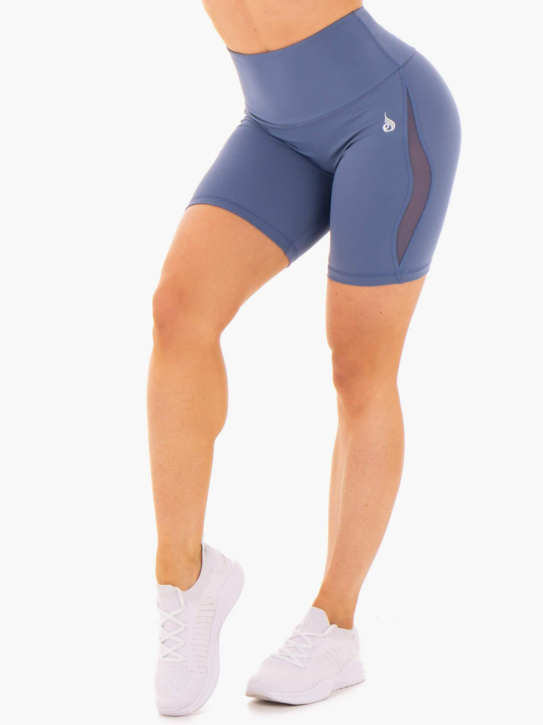 Hype High Waisted Mesh Shorts - Steel Blue Clothing Ryderwear 