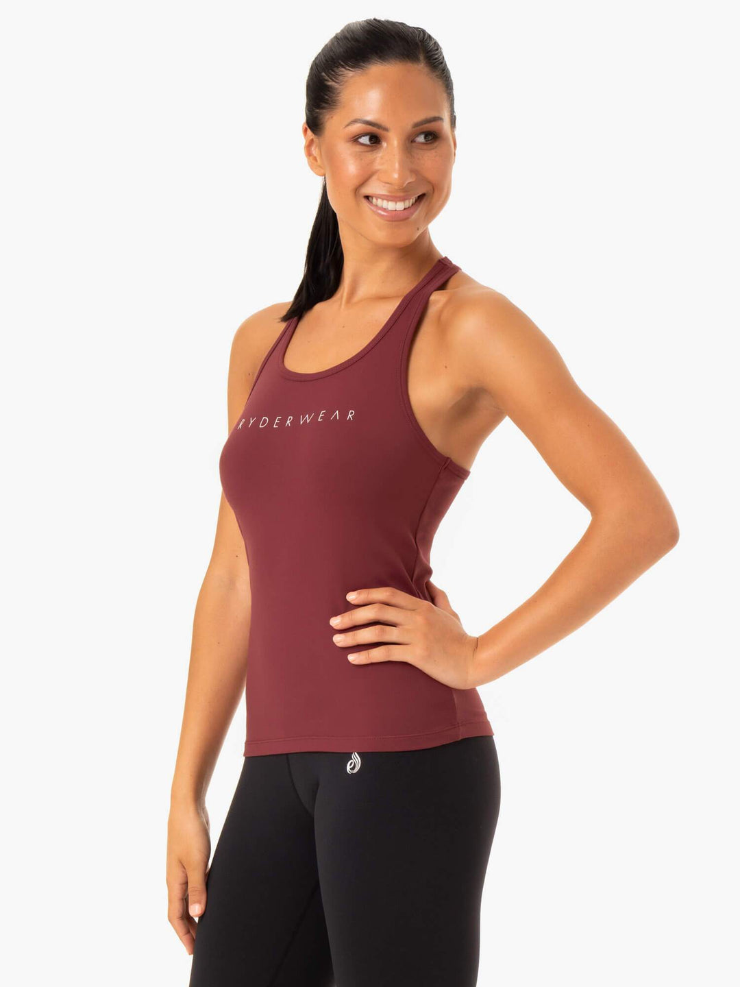 Hype Racer Back Tank - Burgundy Clothing Ryderwear 