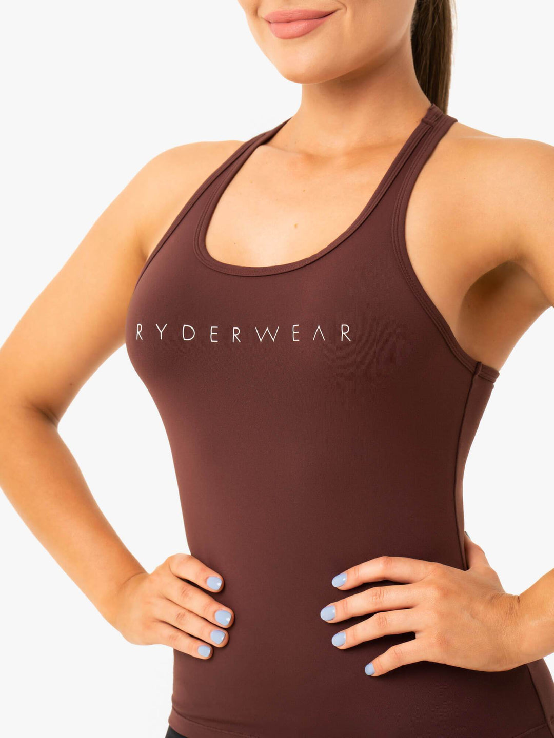 Hype Racer Back Tank - Chocolate Clothing Ryderwear 