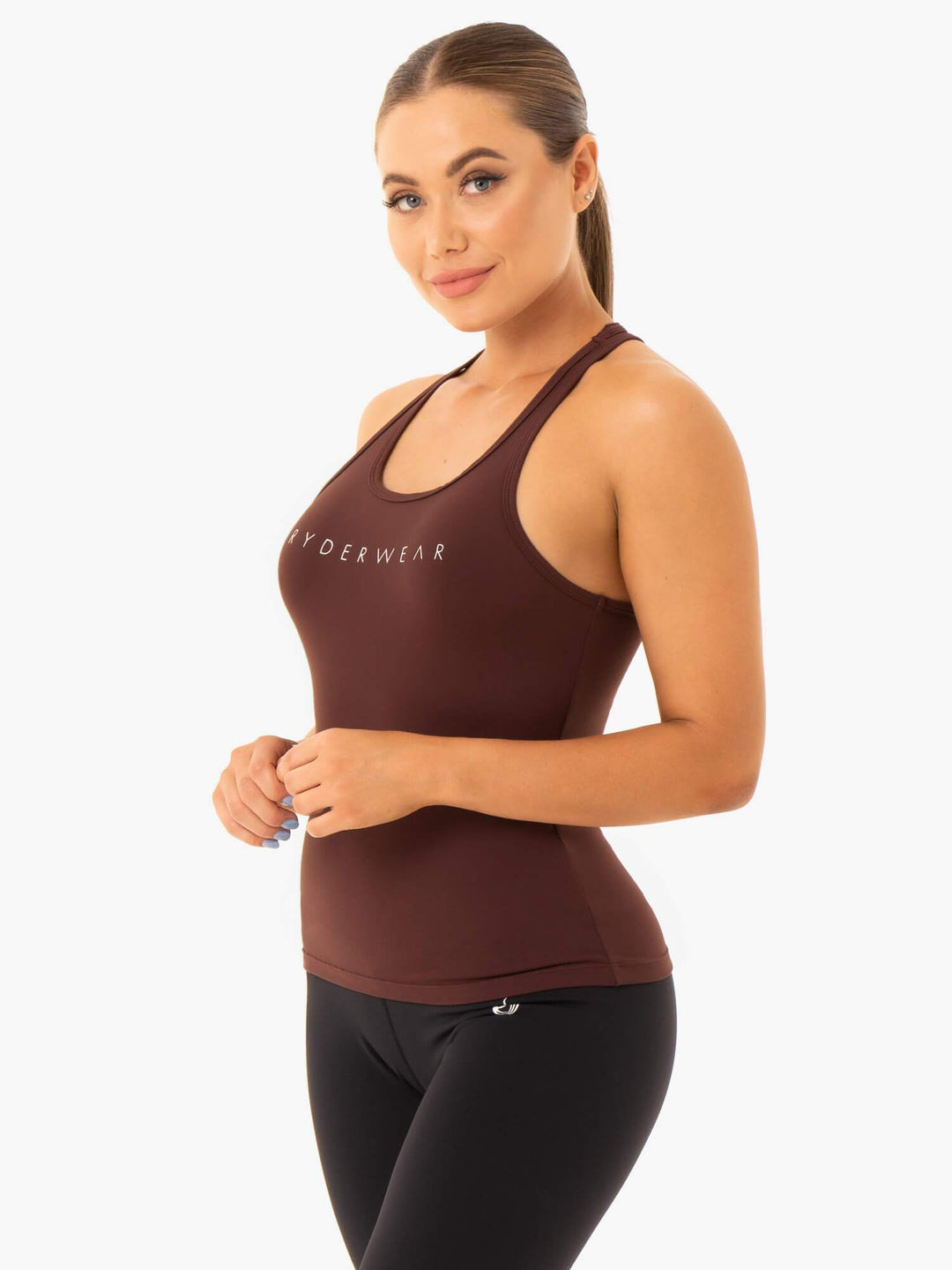 Hype Racer Back Tank - Chocolate Clothing Ryderwear 