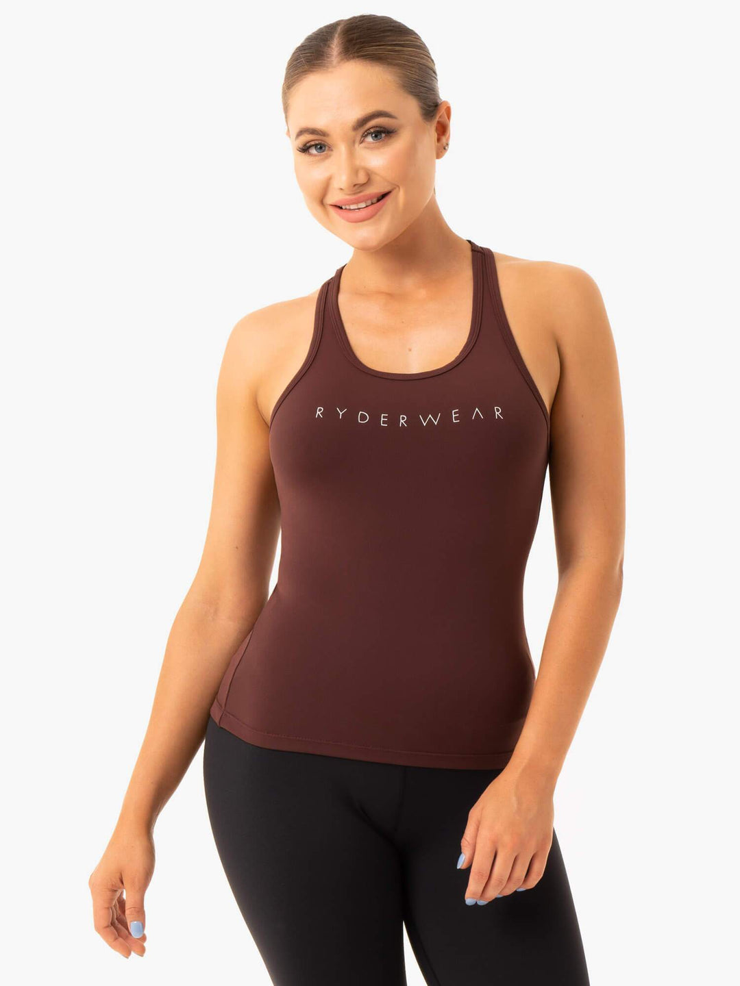 Hype Racer Back Tank - Chocolate Clothing Ryderwear 