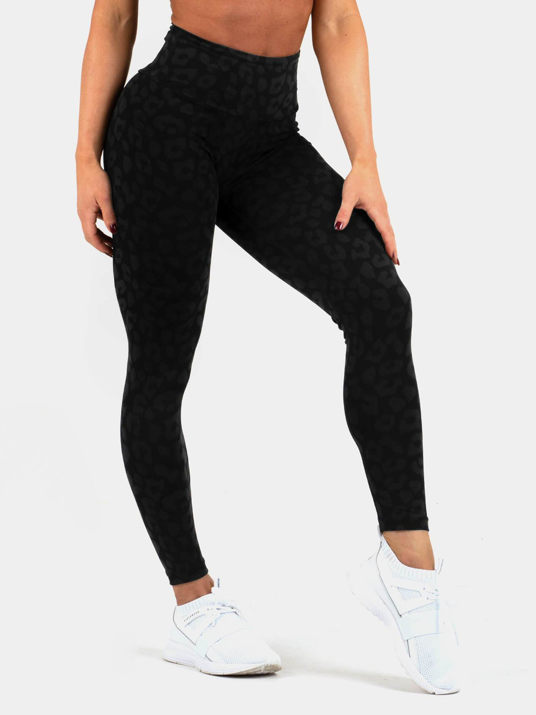 Instinct Scrunch Bum Leggings - Leopard Black Clothing Ryderwear 