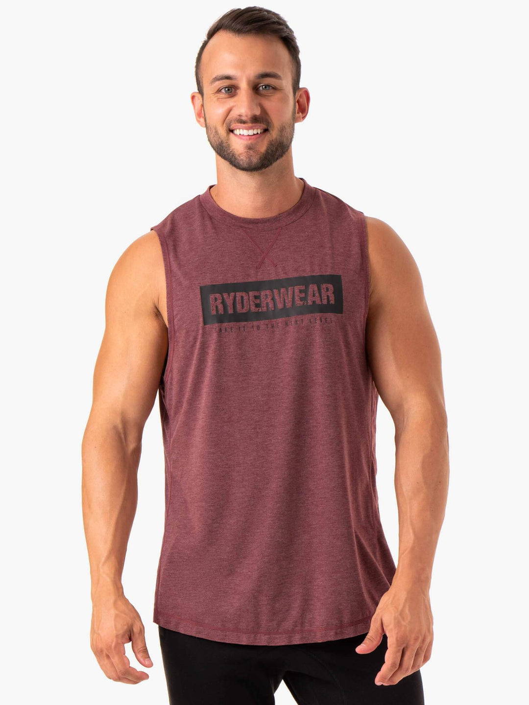 Iron Baller Tank - Burgundy Marl Clothing Ryderwear 