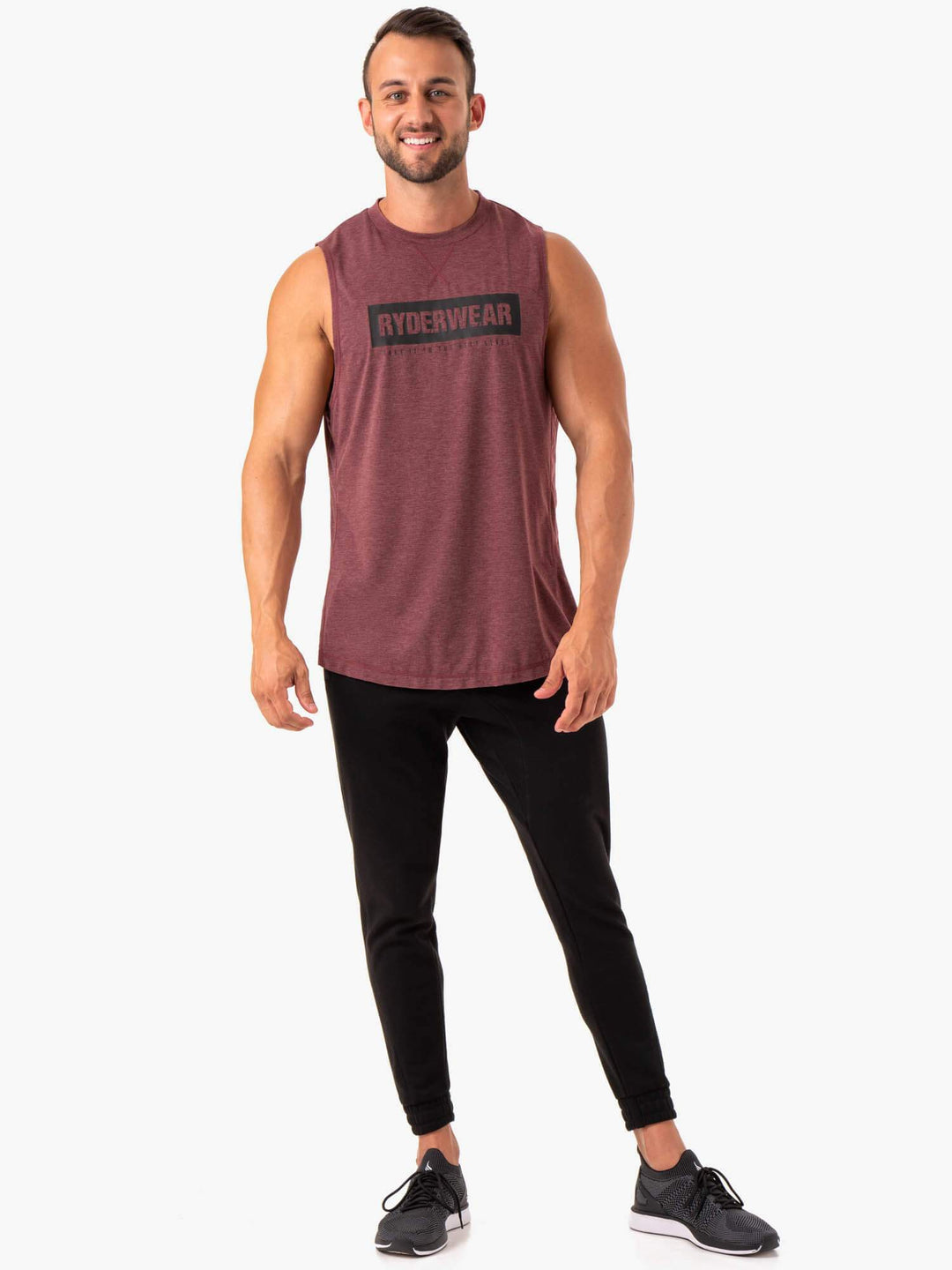 Iron Baller Tank - Burgundy Marl Clothing Ryderwear 