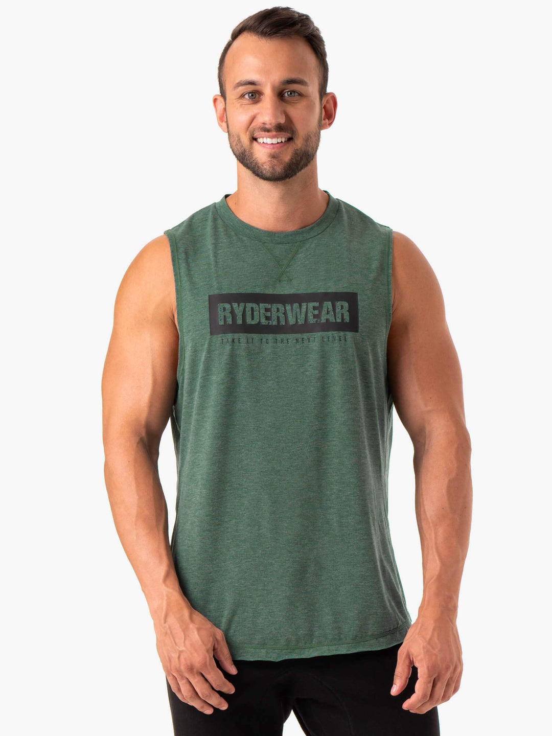 Iron Baller Tank - Green Marl Clothing Ryderwear 