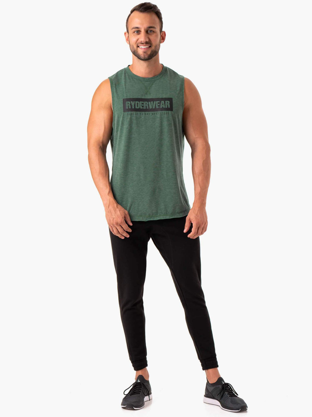 Iron Baller Tank - Green Marl Clothing Ryderwear 