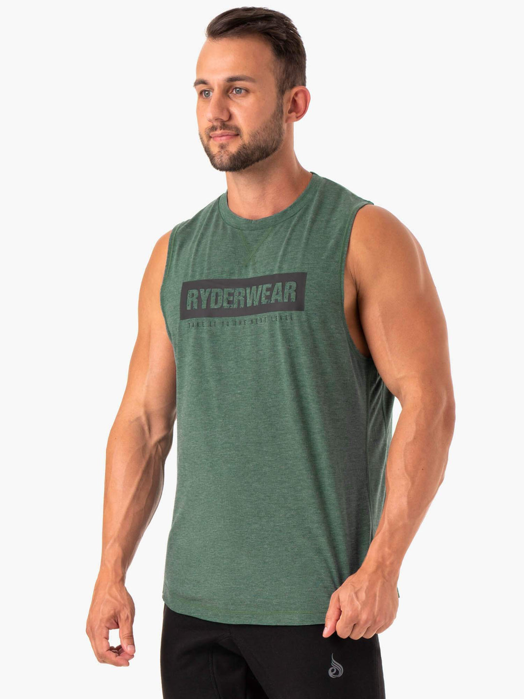 Iron Baller Tank - Green Marl Clothing Ryderwear 