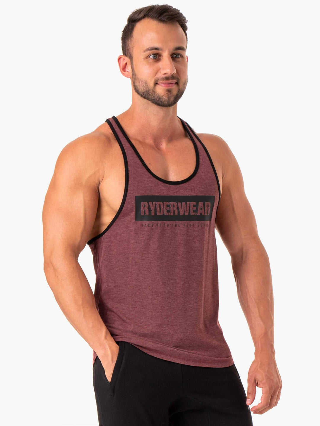 Iron Stringer T-Back - Burgundy Marl Clothing Ryderwear 