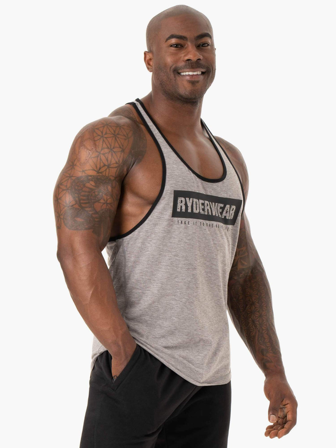 Iron Stringer T-Back - Grey Marl Clothing Ryderwear 