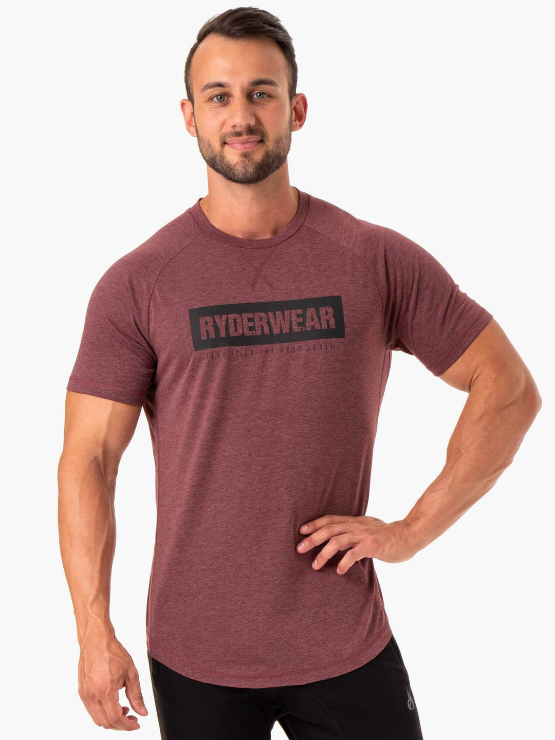 Iron T-Shirt - Burgundy Marl Clothing Ryderwear 