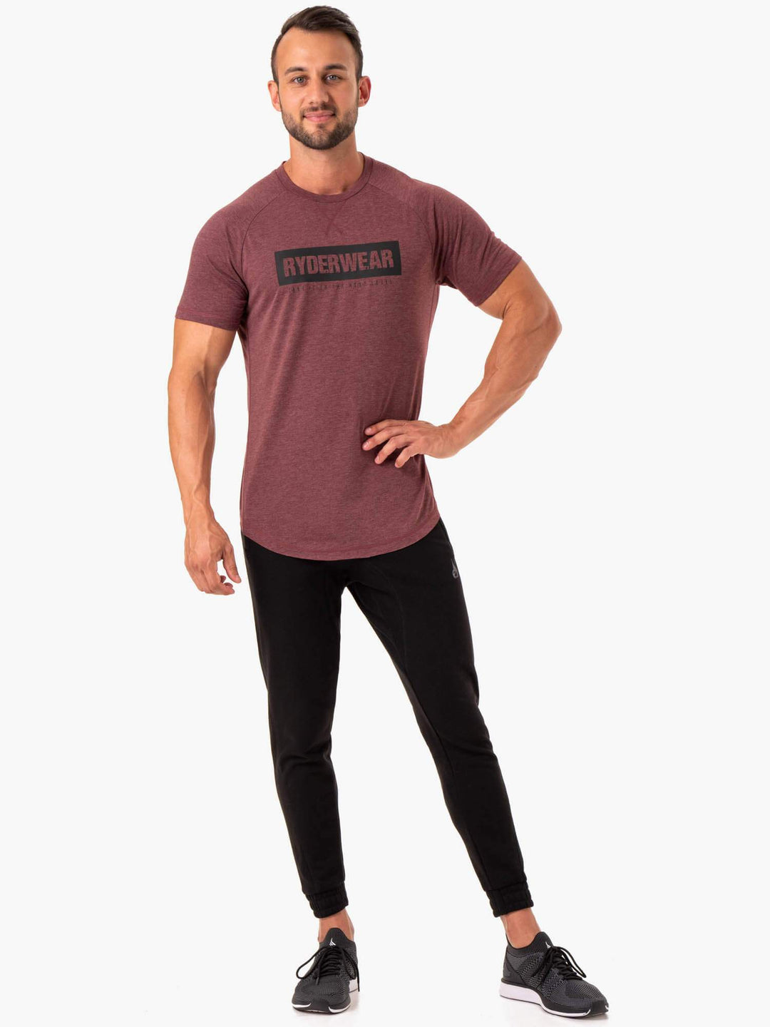 Iron T-Shirt - Burgundy Marl Clothing Ryderwear 