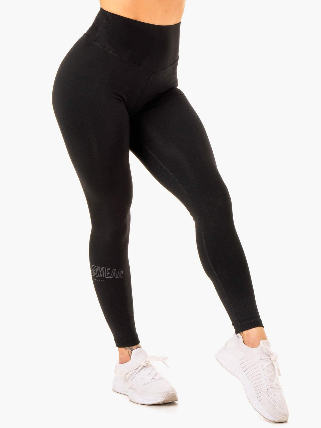 Knockout High Waisted Scrunch Leggings - Black Clothing Ryderwear 