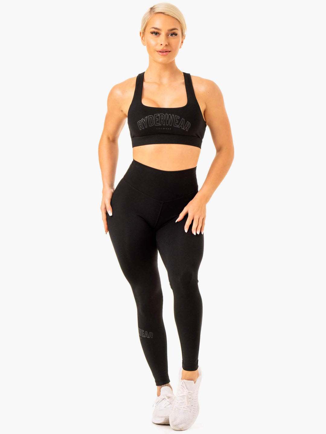 Knockout High Waisted Scrunch Leggings - Black Clothing Ryderwear 