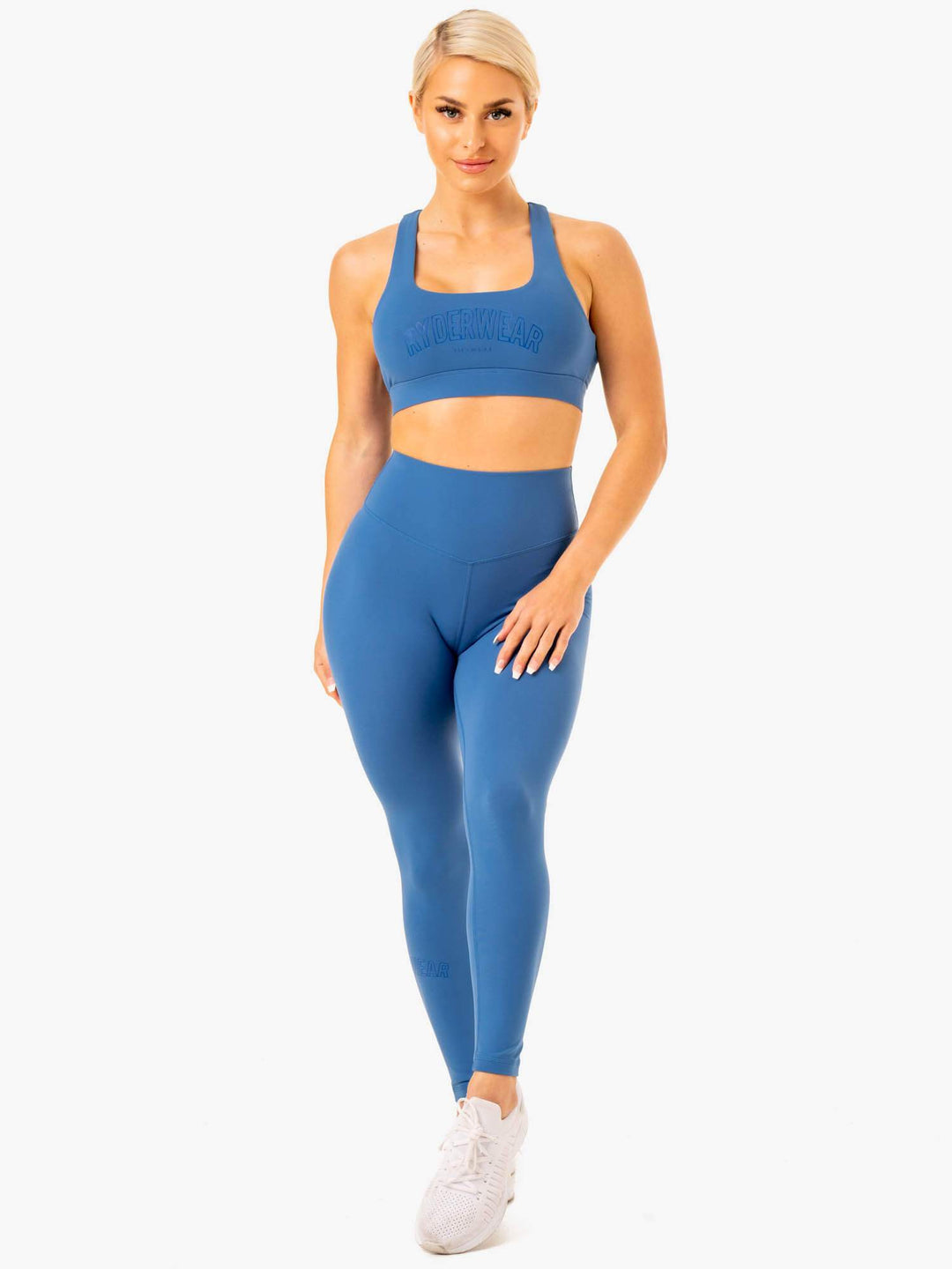 Knockout High Waisted Scrunch Leggings - Blue Clothing Ryderwear 