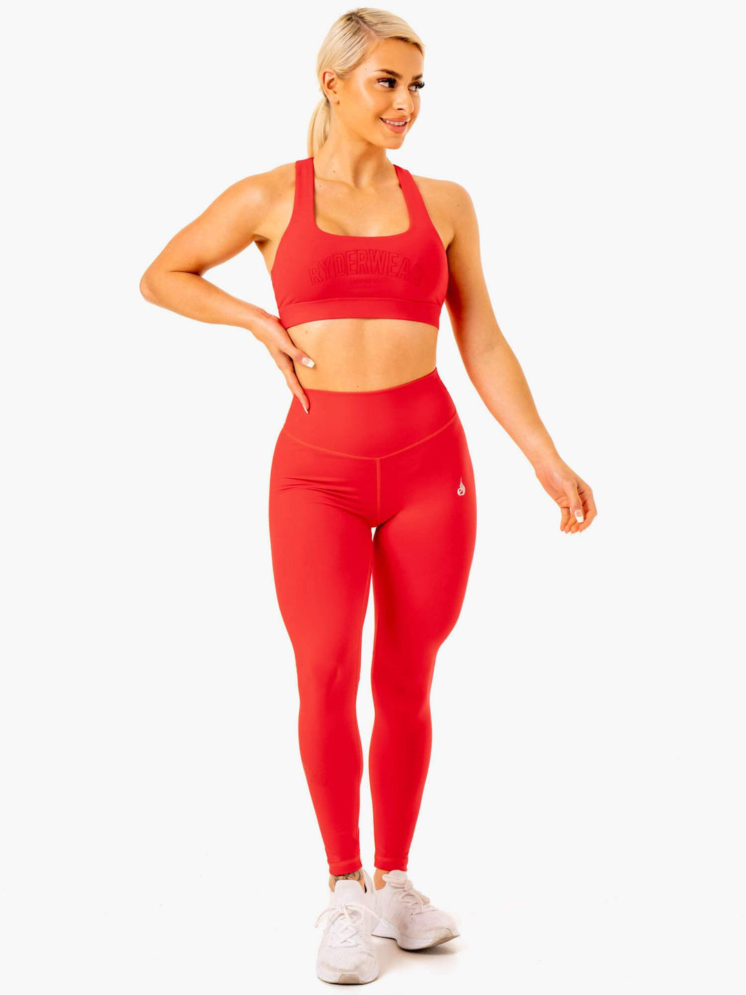 Knockout High Waisted Scrunch Leggings - Red Clothing Ryderwear 