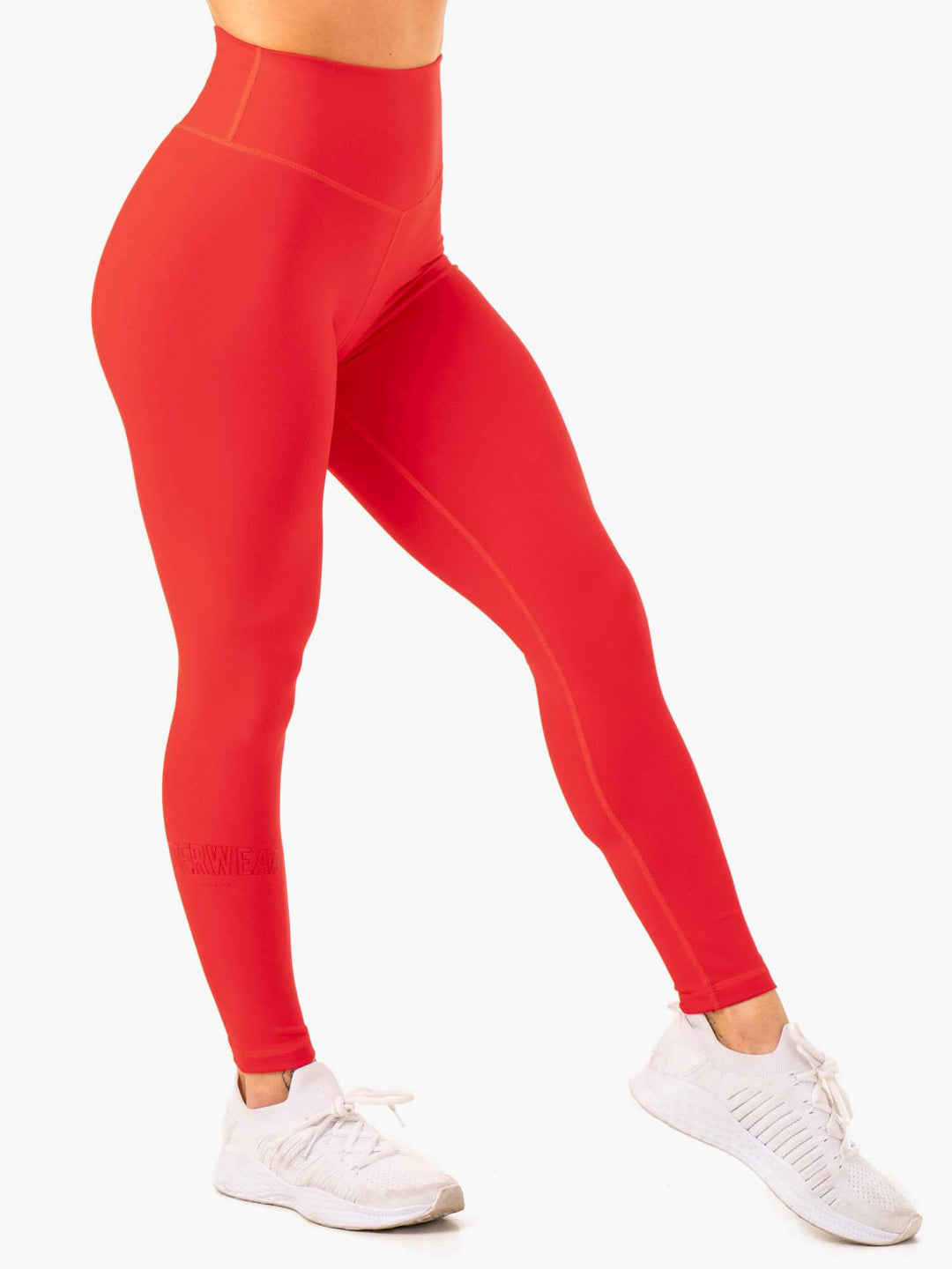 Knockout High Waisted Scrunch Leggings - Red Clothing Ryderwear 