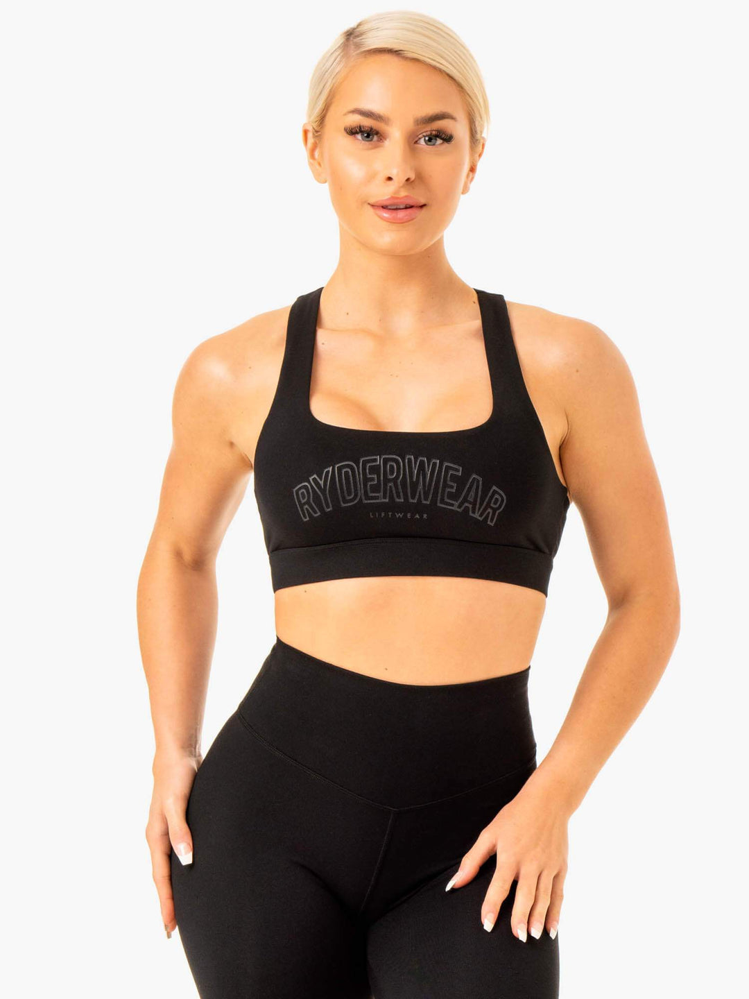 Knockout Racer Back Sports Bra - Black Clothing Ryderwear 