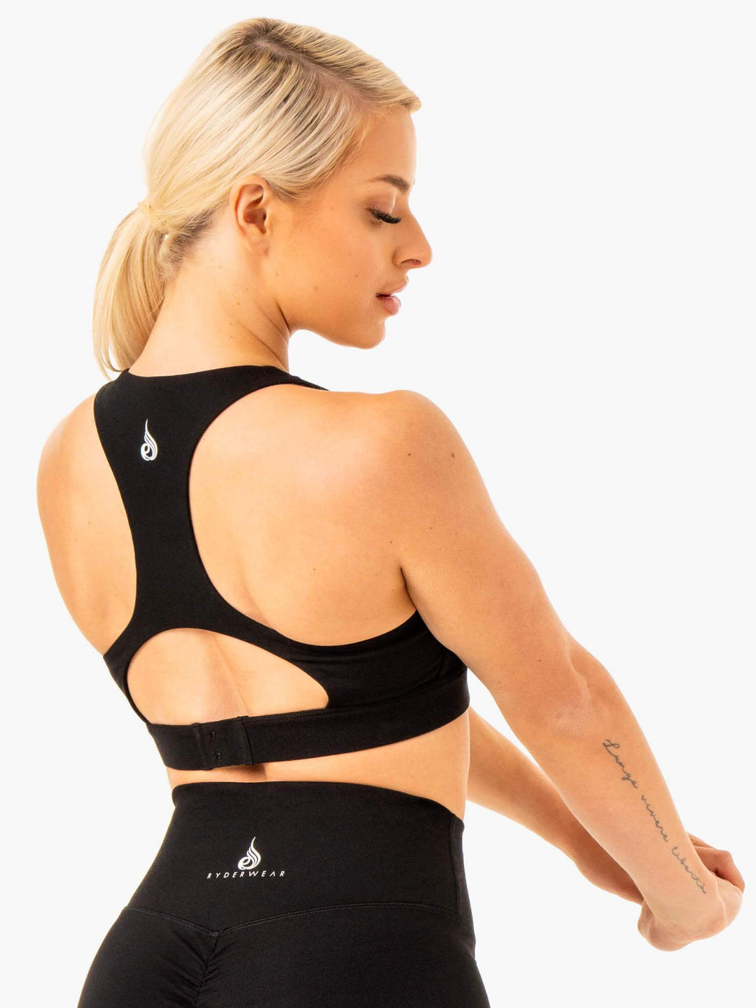 Knockout Racer Back Sports Bra - Black Clothing Ryderwear 