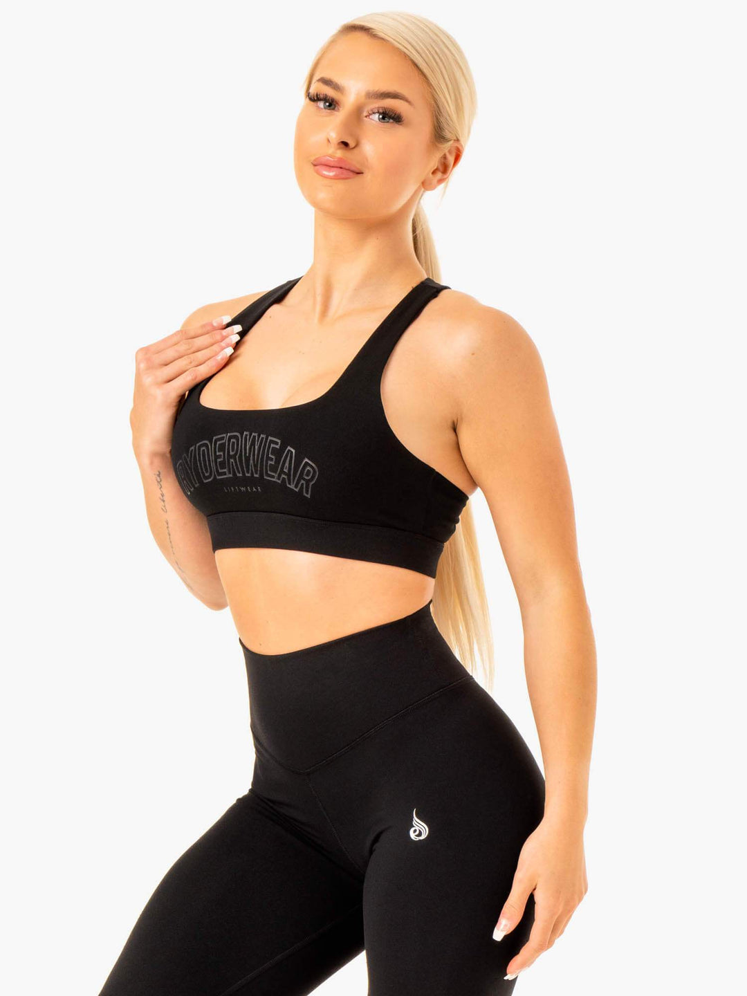 Knockout Racer Back Sports Bra - Black Clothing Ryderwear 