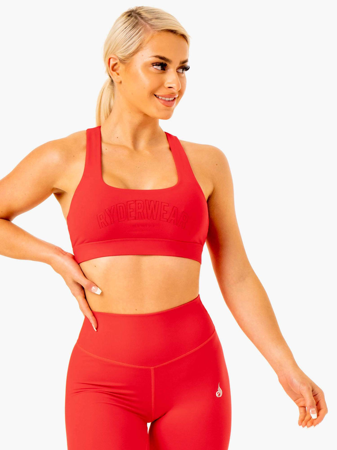 Knockout Racer Back Sports Bra - Red Clothing Ryderwear 