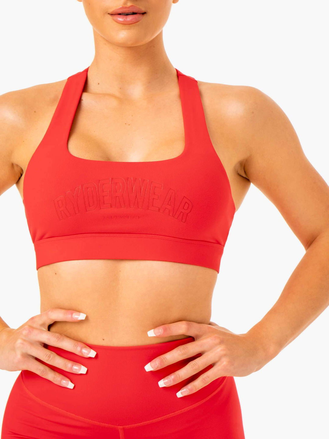 Knockout Racer Back Sports Bra - Red Clothing Ryderwear 