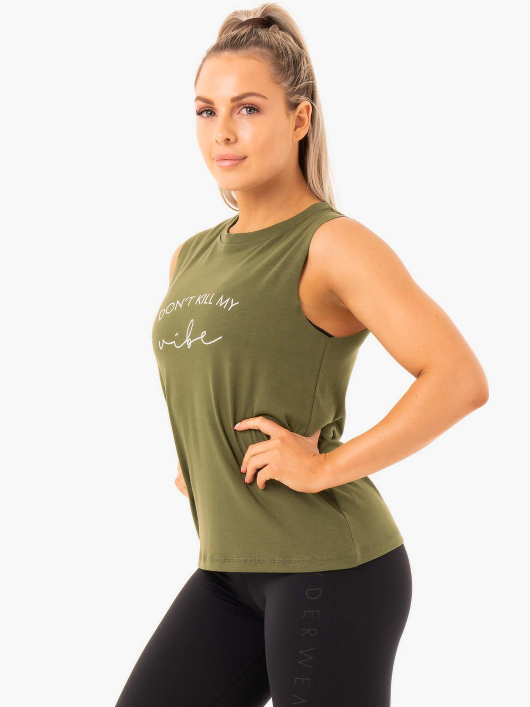 Ladies Baller Tank - Khaki Clothing Ryderwear 