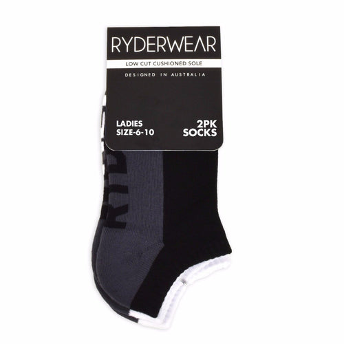 Ladies Socks 2 Pack Black/Grey and White/Grey