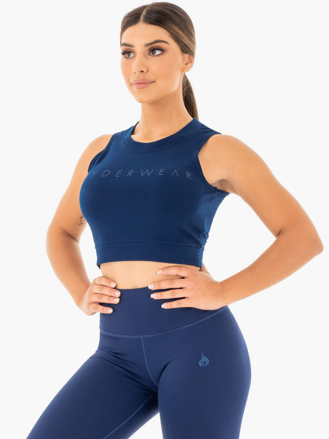 Motion Crop Top - Navy Clothing Ryderwear 