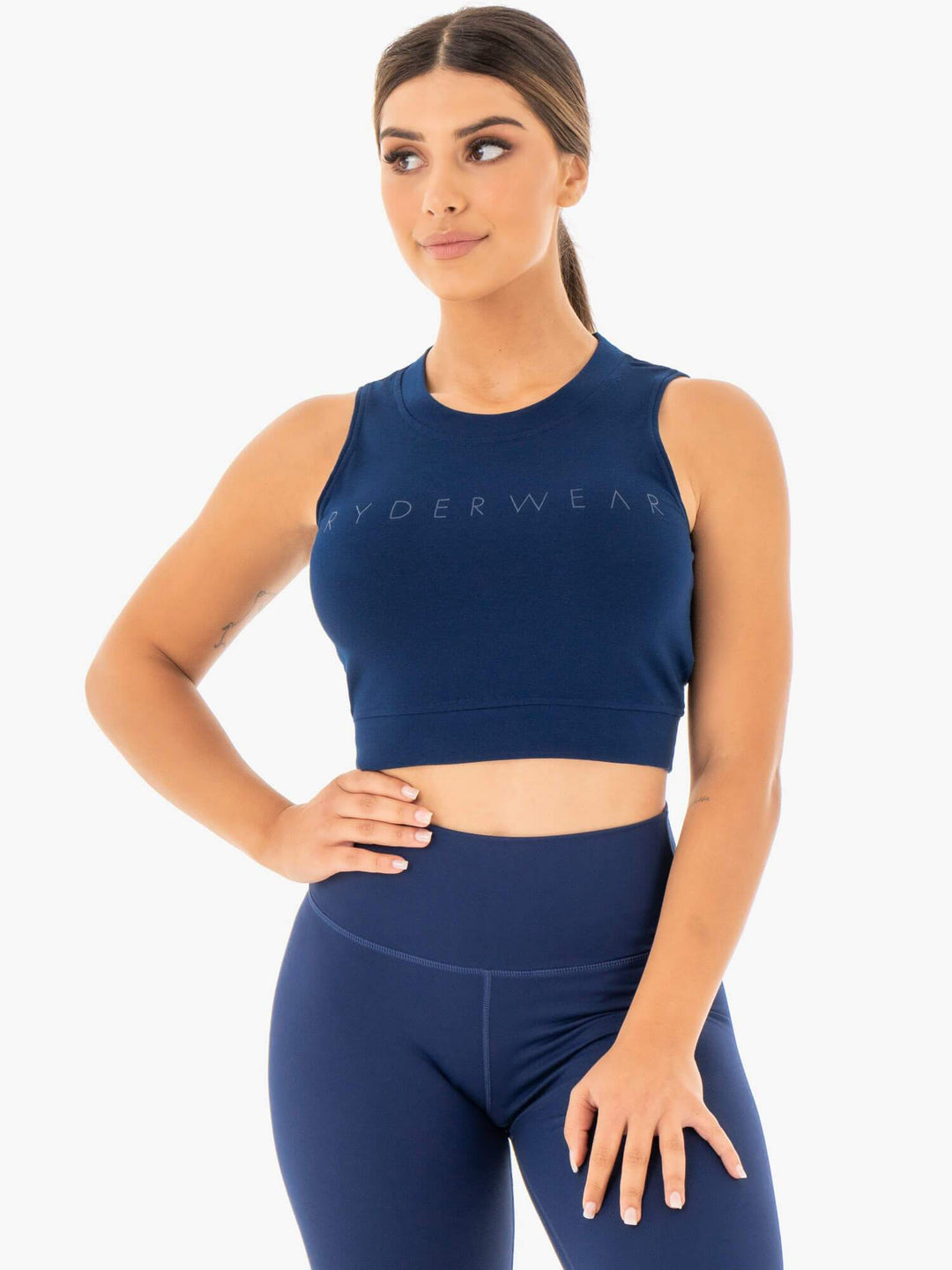 Motion Crop Top - Navy Clothing Ryderwear 