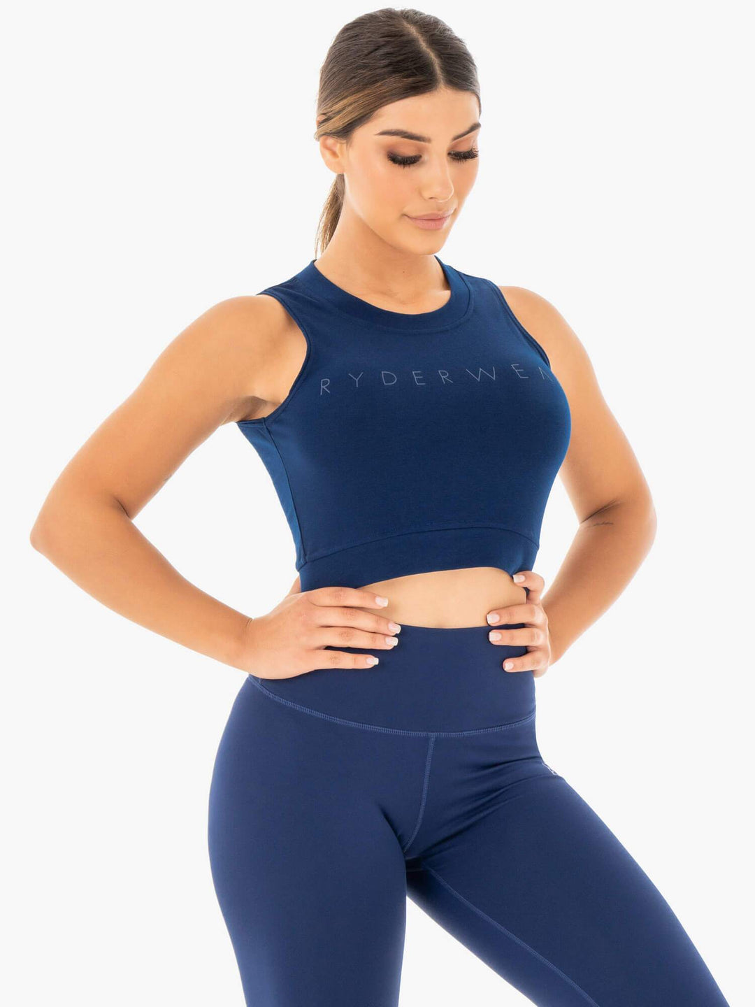 Motion Crop Top - Navy Clothing Ryderwear 