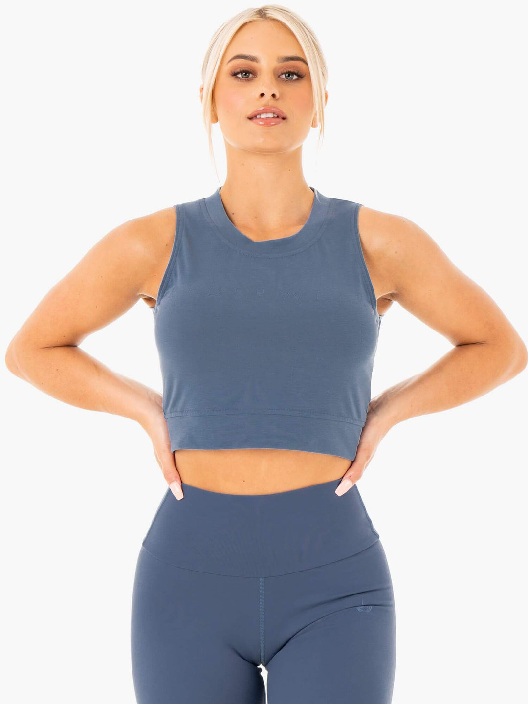 Motion Crop Top - Steel Blue Clothing Ryderwear 