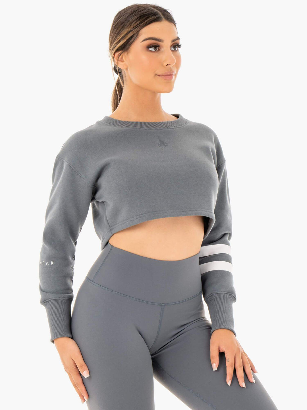 Motion Cropped Sweater - Charcoal Clothing Ryderwear 