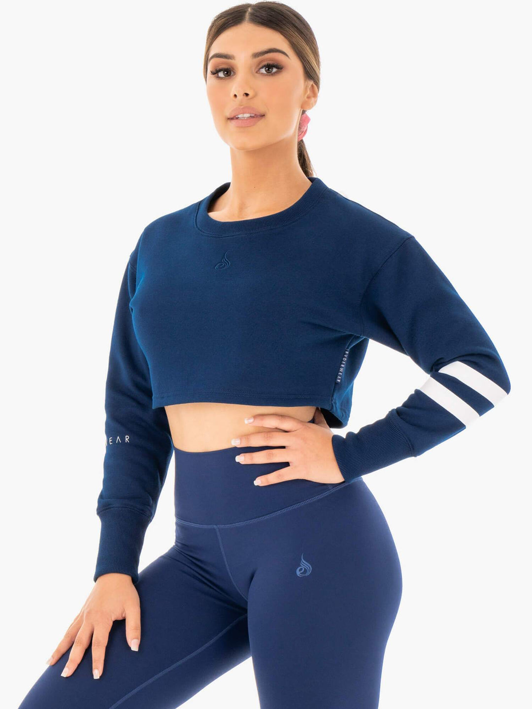 Motion Cropped Sweater - Navy Clothing Ryderwear 