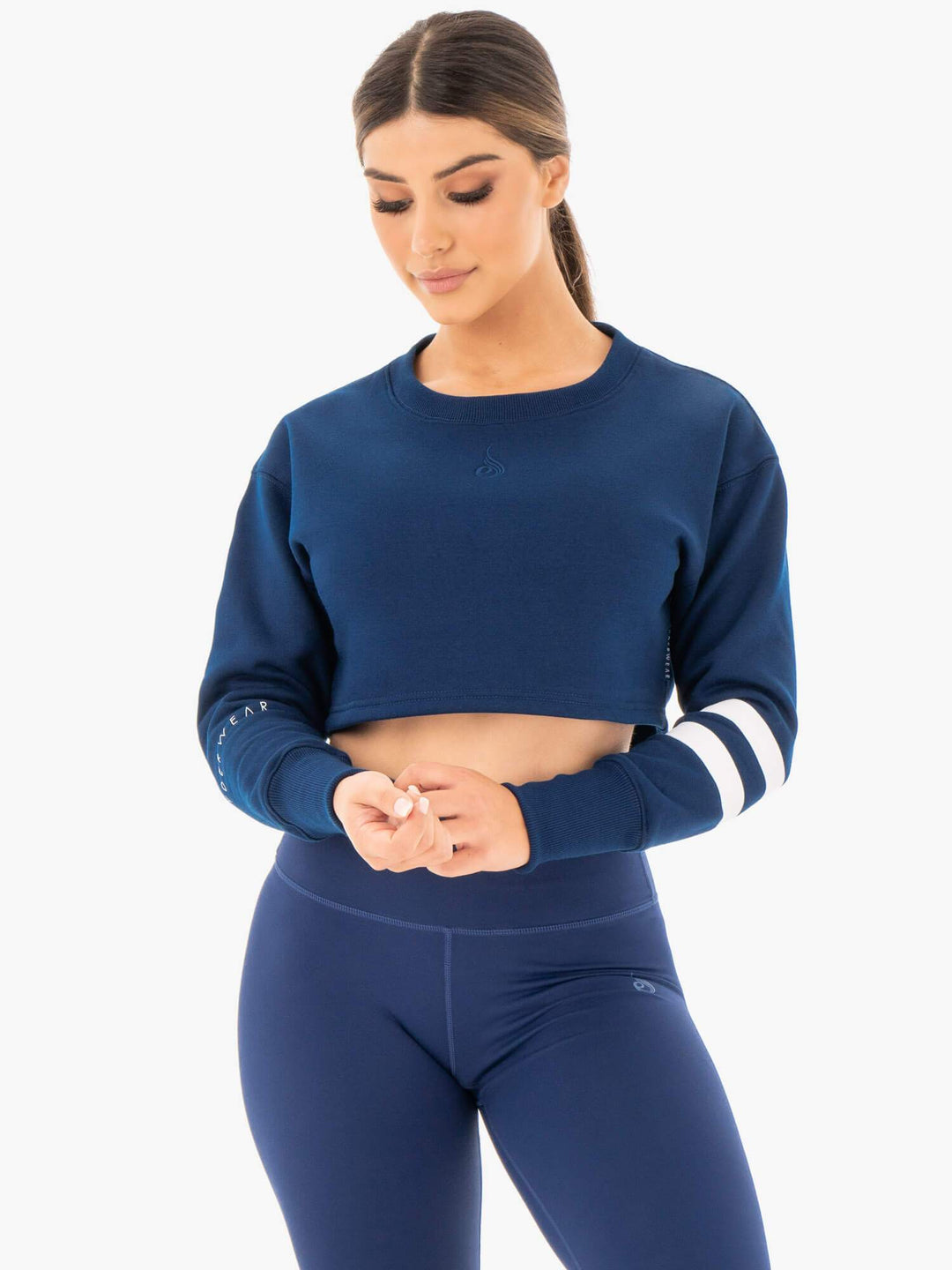 Motion Cropped Sweater - Navy Clothing Ryderwear 