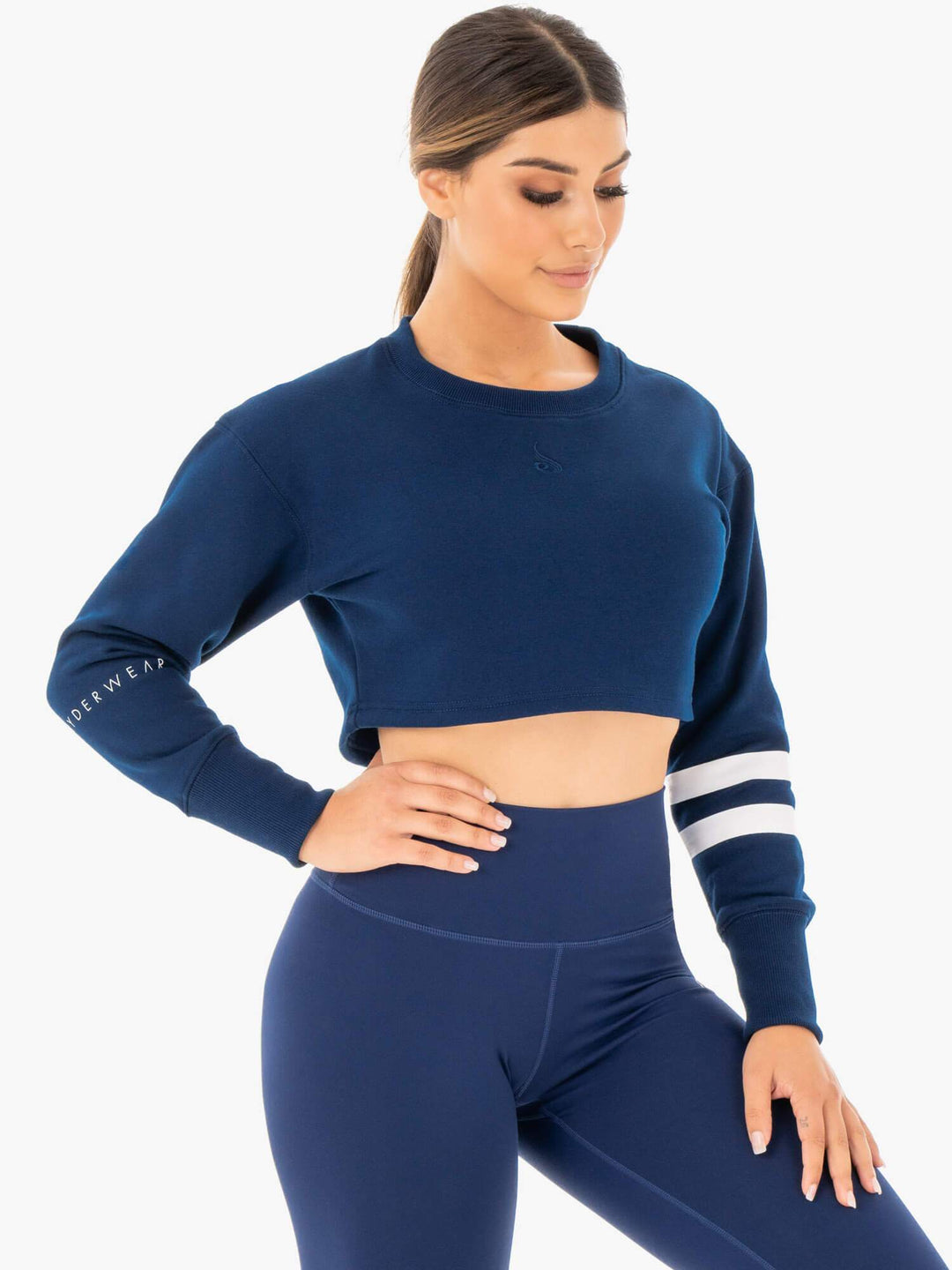 Motion Cropped Sweater - Navy Clothing Ryderwear 