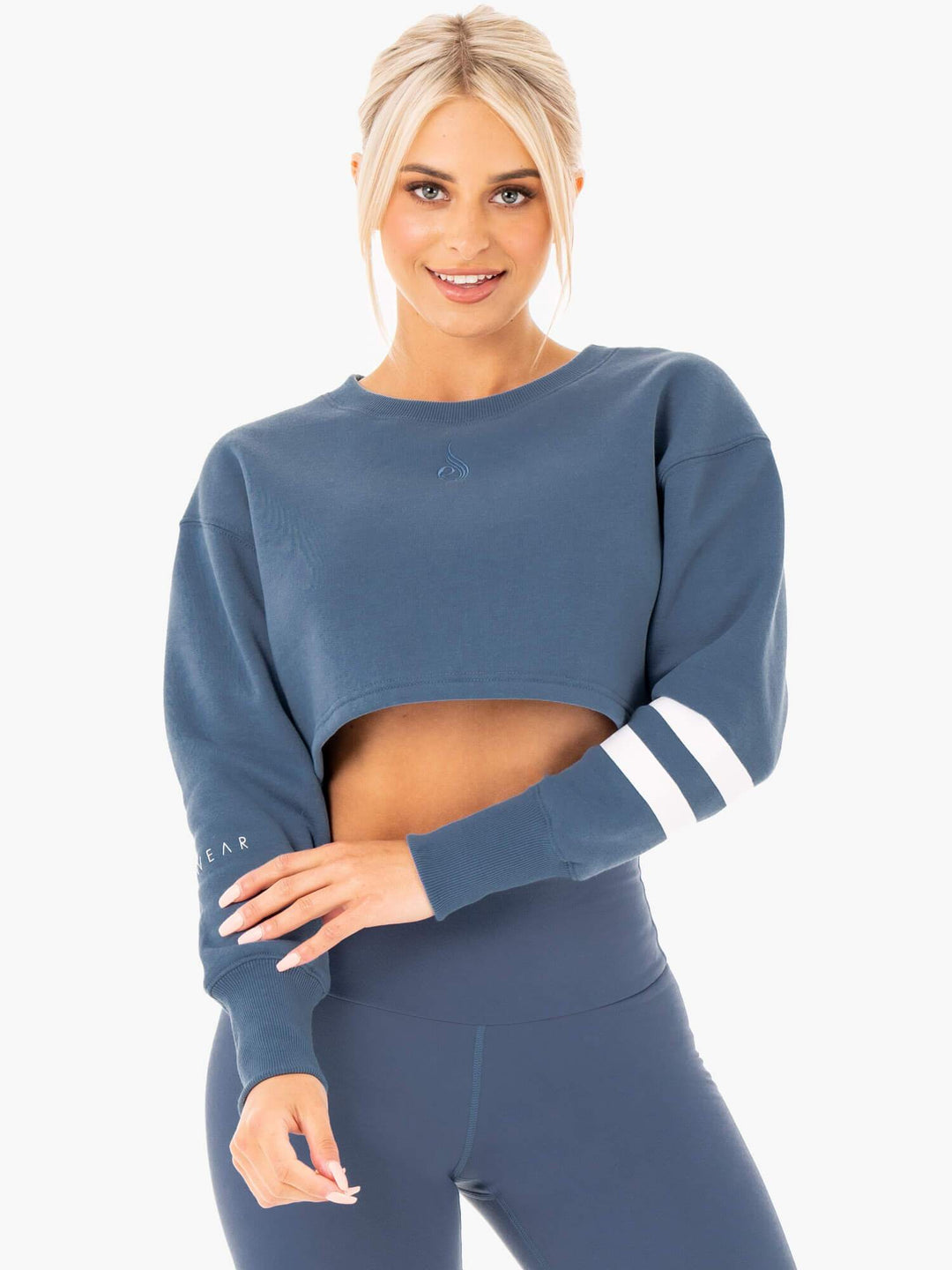 Motion Cropped Sweater - Steel Blue Clothing Ryderwear 